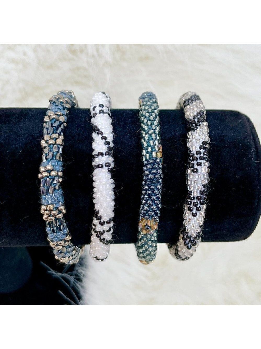 HAND CRAFTED in Nepal Beaded Bracelets (set of 4) BLGR3